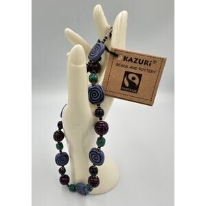 Kazuri Kenya Hand Crafted Porini "OUTERSPACE" Fair Trade Beaded 18" Necklace